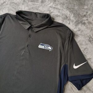 Seattle‎ Seahawks Nike Polo Shirt Mens Large Gray NFL Team Apparel Performance